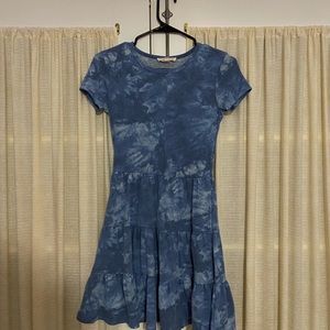 short sleeve tie dye mini dress xs